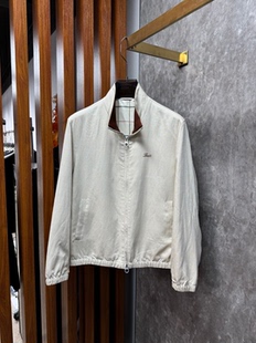 意式老钱风男装26春夏立领雨露进口亚麻面料男士双面夹克外套上衣