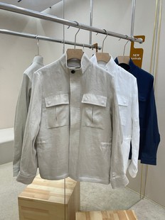 时尚 秋冬新款 多口袋亚麻衬衫 式 休闲夹克 意式 翻领外套男士 Z亚版