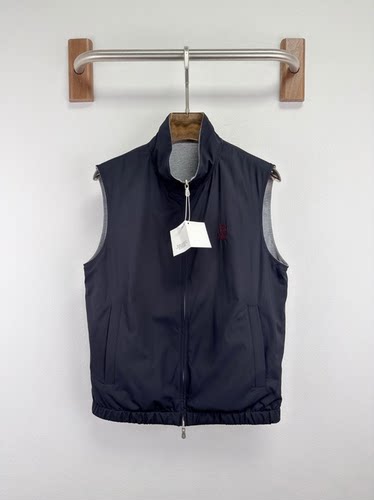 意式老钱风男装2026春夏新款莫代尔羊毛混纺双面穿马甲夹克外套