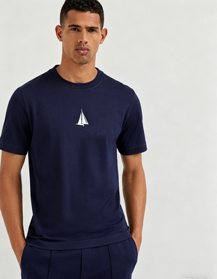 意式老钱风男装2026夏季印花短袖T恤男士圆领休闲上衣潮牌百搭