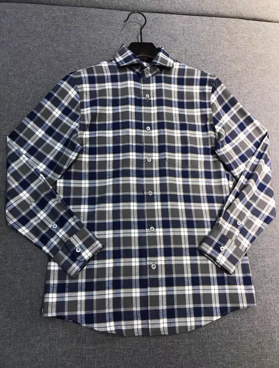 意式老钱风高端男装25春秋磨毛格纹长袖商务轻奢休闲优雅大气衬衫