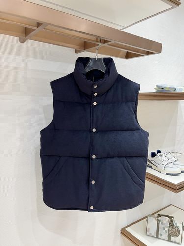 老钱风男装秋冬新款立领100%锦纶90%白鹅绒背心马甲羽绒服外套