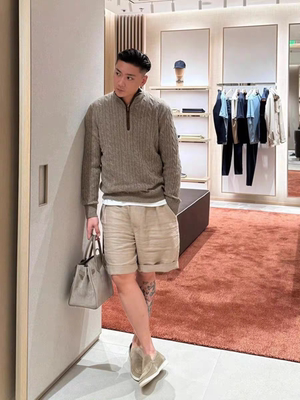 老钱风专柜男装秋冬轻奢立领半拉链100羊毛休闲轻奢长袖羊绒毛衣