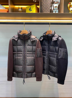 【设计师款CP版】 保暖白鸭绒填充 冬季男士连帽针织袖羽绒服外套