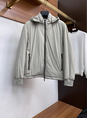 意式老钱风连帽薄款羽绒服欧美意式防风保暖商务男士春秋夹克外套