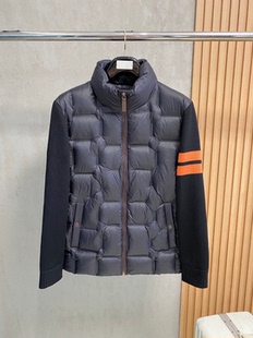 羽绒服潮 撞色拼接手臂商务休闲立领外套男士 欧洲 Z亚2025秋冬新款