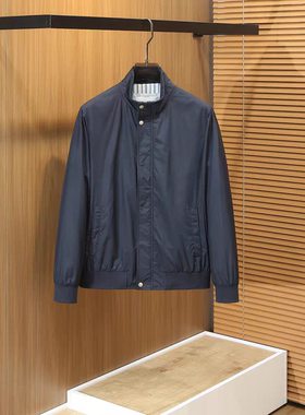 意式欧美轻奢老钱风2026春季新款商务简约休闲男装立领夹克外套