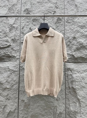 意式老钱风男装春夏新款翻领羊毛针织商务休闲简约男士短袖POLO衫