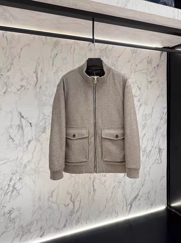 老钱风欧美轻奢男装秋冬纯羊绒翻领无logo休闲90白鸭绒羽绒外套