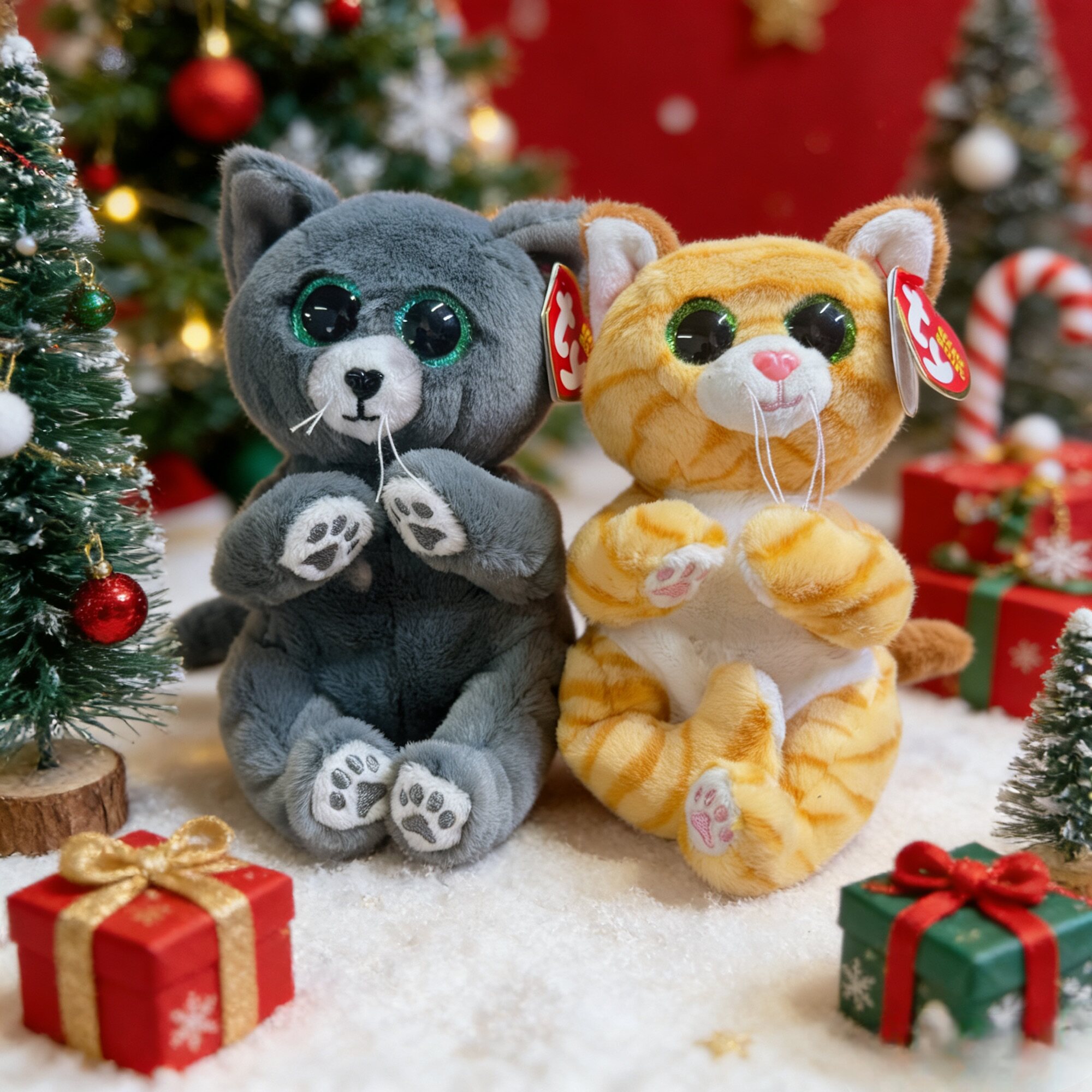 美国Ty可爱猫咪玩偶公仔小猫毛绒玩具女孩可爱陪睡布娃娃生日礼物