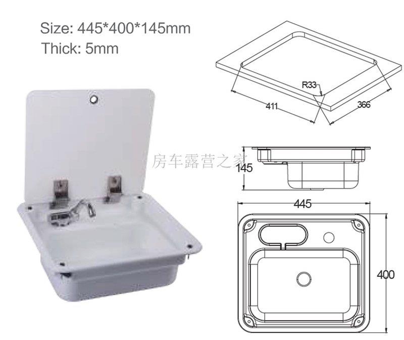 房车水盆 自行拖挂小拖车改装 亚克力非不锈钢带盖水池水槽洗菜盆