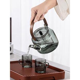 玻璃蒸煮茶壶煮茶器家用可加热耐高温泡茶壶电陶炉提梁玻璃烧水壶