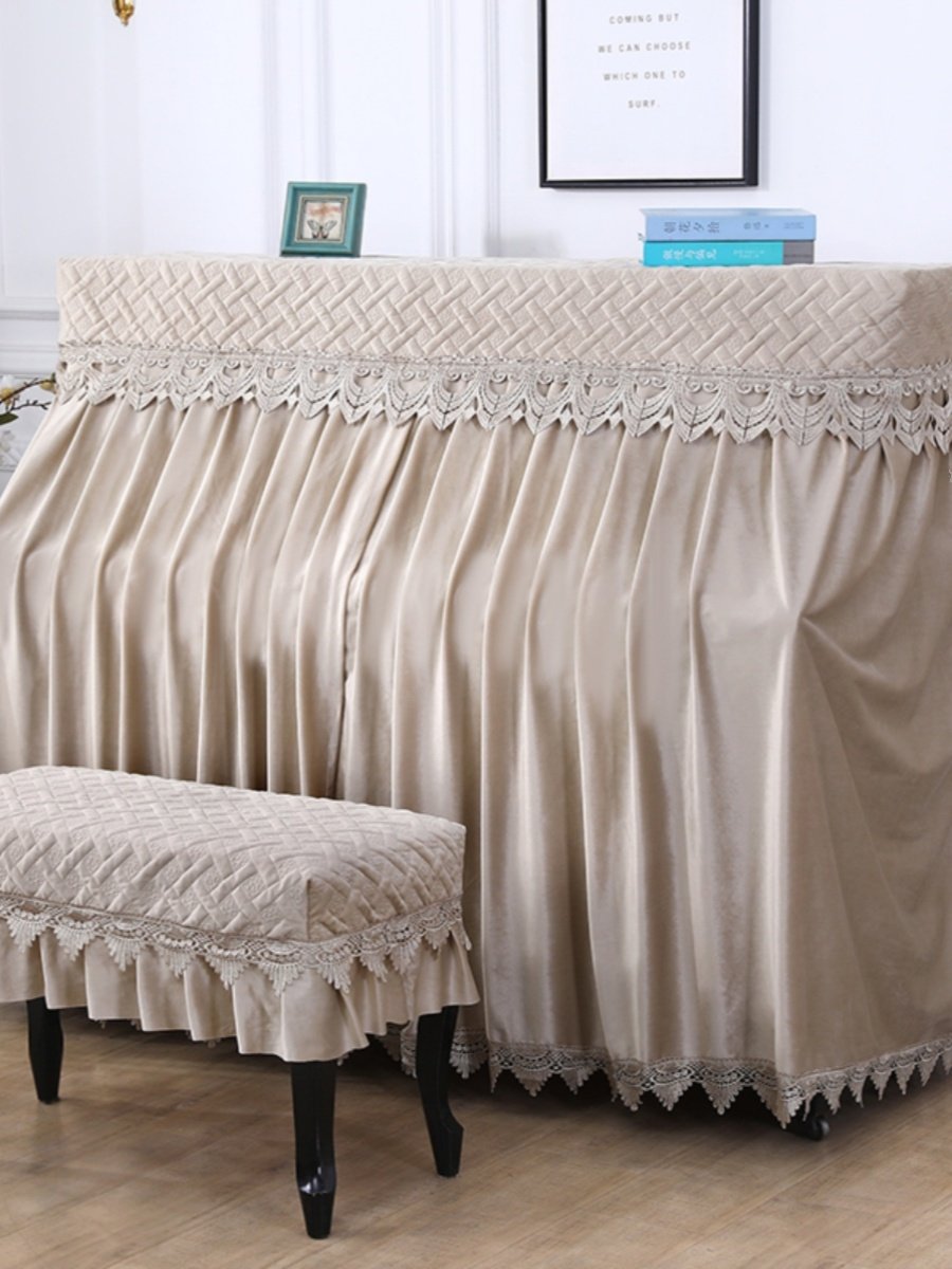 新品钢琴罩全罩丝绒加厚中开钢琴套简约欧式钢琴披定做韩式半罩琴