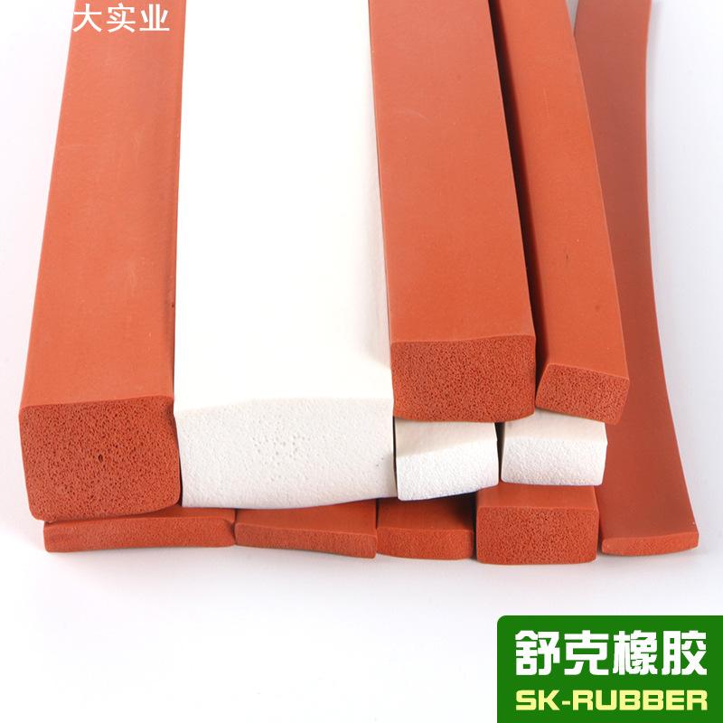耐高温硅胶发泡密封条自粘硅胶海绵方条扁条减震发泡硅胶条平板