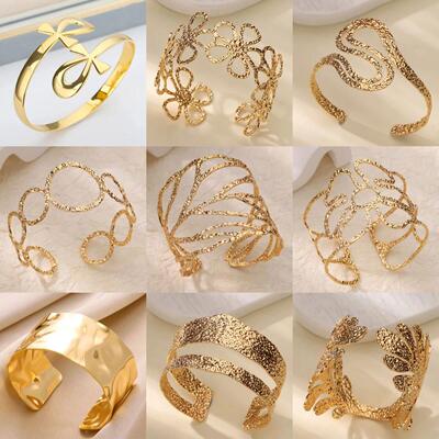 Stainless Steel Bracelet For Women Men Aesthetic Flower Leaf