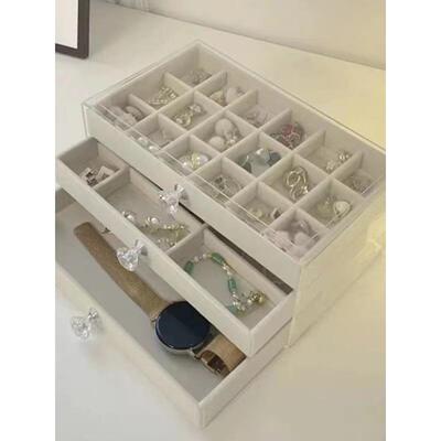 Transparent INS three-layer jewelry storage boxINS首饰收纳盒