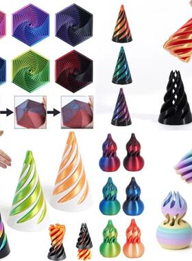 3D Printed Toys 3D Spiral Cone Rotating Pyramid Fidget Toy S