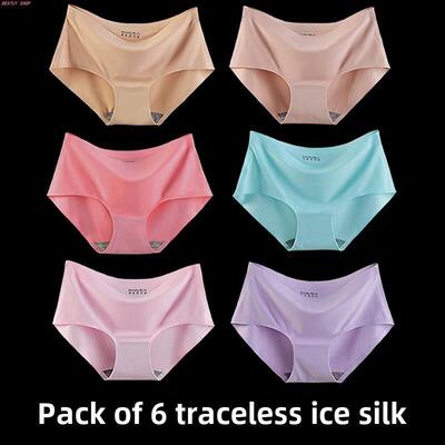 6Pieces Women Lace Silk Underwear Seamless Breathable Briefs