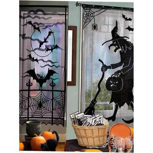 Halloween Spider Witch Bat skull curtain party decorations