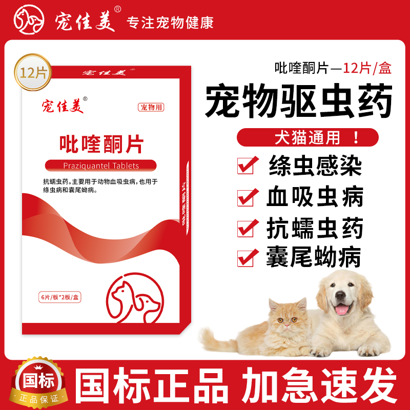 吡喹酮片猫狗体内驱虫药绦虫