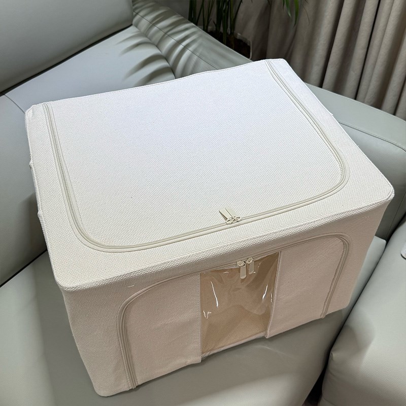 老式织绵衣服棉被收纳箱66升大容量5.0钢架可折叠可水洗百纳箱