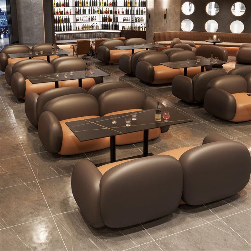 网红奶茶店沙发卡座咖啡厅甜品店桌椅组合酒餐饮接待双人商用座椅