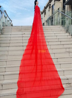 5米红色丝巾女春秋百搭薄款披肩沙滩巾围巾中年妈妈长款超大纱巾