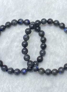 天然黑拉长石手链女款单圈时尚小清新简约水晶手串饰品礼物百搭