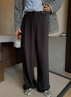 NAZ那子大码2025春季新款直筒宽松长裤胖mm休闲垂感阔腿西装裤