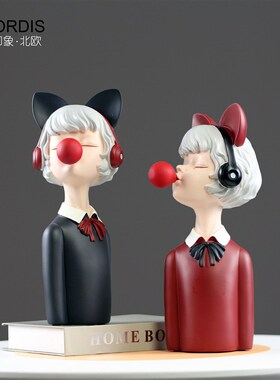 北欧吹泡泡女孩人物摆件客厅电视柜酒柜玄关装饰品乔迁新居礼物