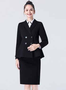 孕妇装春秋装孕妇套装女长v袖西装外套裤子包裙两件套职业面试上