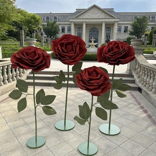 婚庆巨型立体玫瑰纸花艺婚礼大玫瑰道具美陈摆件网红橱窗布置装饰
