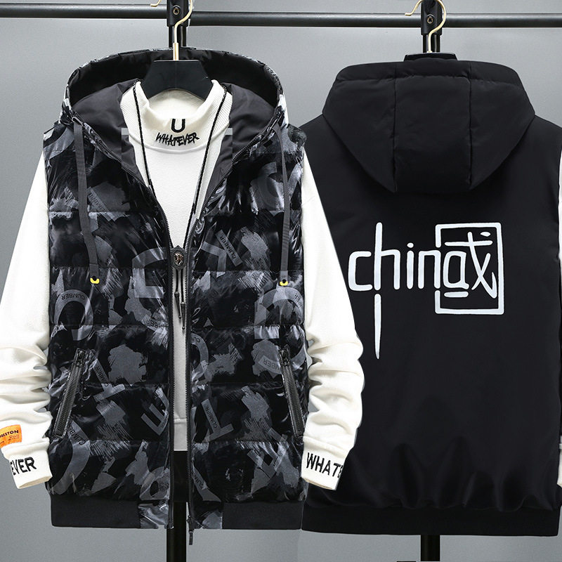 双面穿羽绒棉马甲男秋冬季潮胖子加厚外套加肥加大码保暖背心坎肩