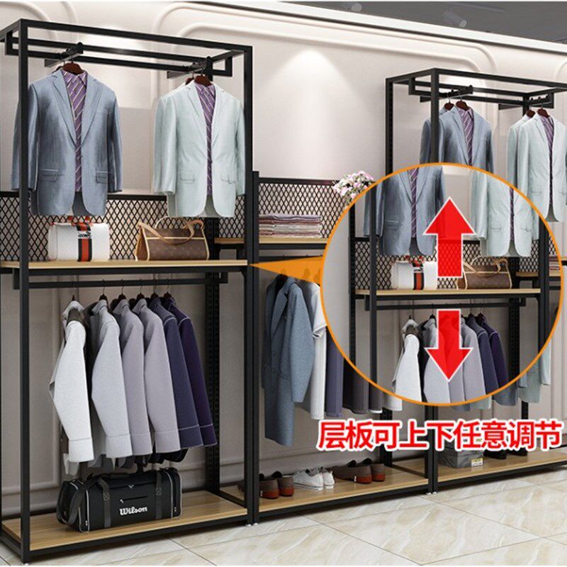 服装店落地式展示架衣服架子双层挂衣架童装货架男女装店铺陈列架