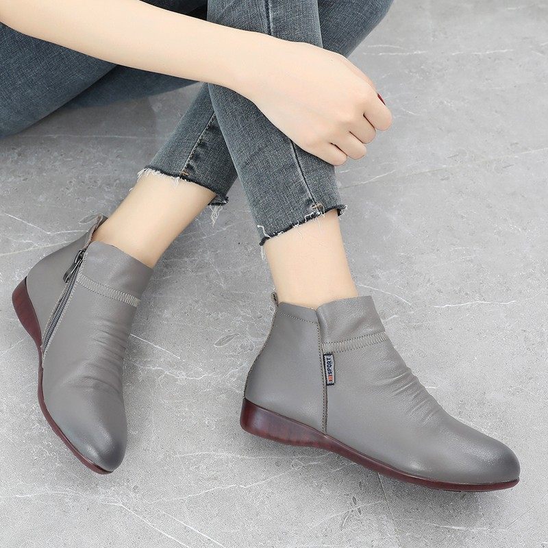 真皮小短靴软底单靴平底女鞋加绒马丁靴大码女鞋2020新款妈妈棉鞋,女鞋,马丁靴,淘宝优惠券,粉丝福利购,淘宝优惠卷