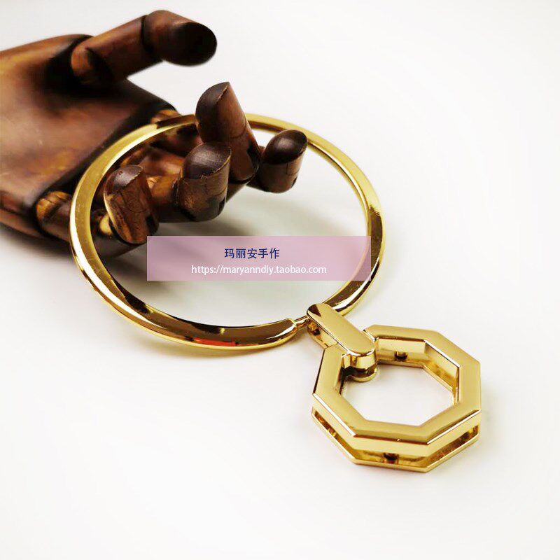 10cm子母环圈金属手挽浅金色外环带八角扣件diy手工包包配件 潮款