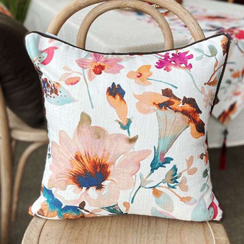 印花抱枕套美式复古客厅沙发飘窗轻奢喜庆植物花卉床上大靠垫腰靠