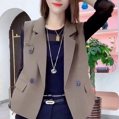 小个子西装马甲女士外穿背心2024夏季新款洋气时髦女式马夹外套