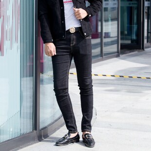 型小脚牛仔裤 潮男韩版 男式 男士 子 休闲裤 修身 裤 2024韩国新款 时装