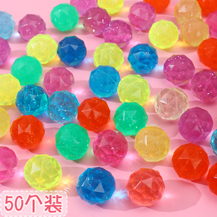钻石型透明彩色水晶弹力球儿童橡胶浮水玩具跳跳球弹弹球女孩礼物