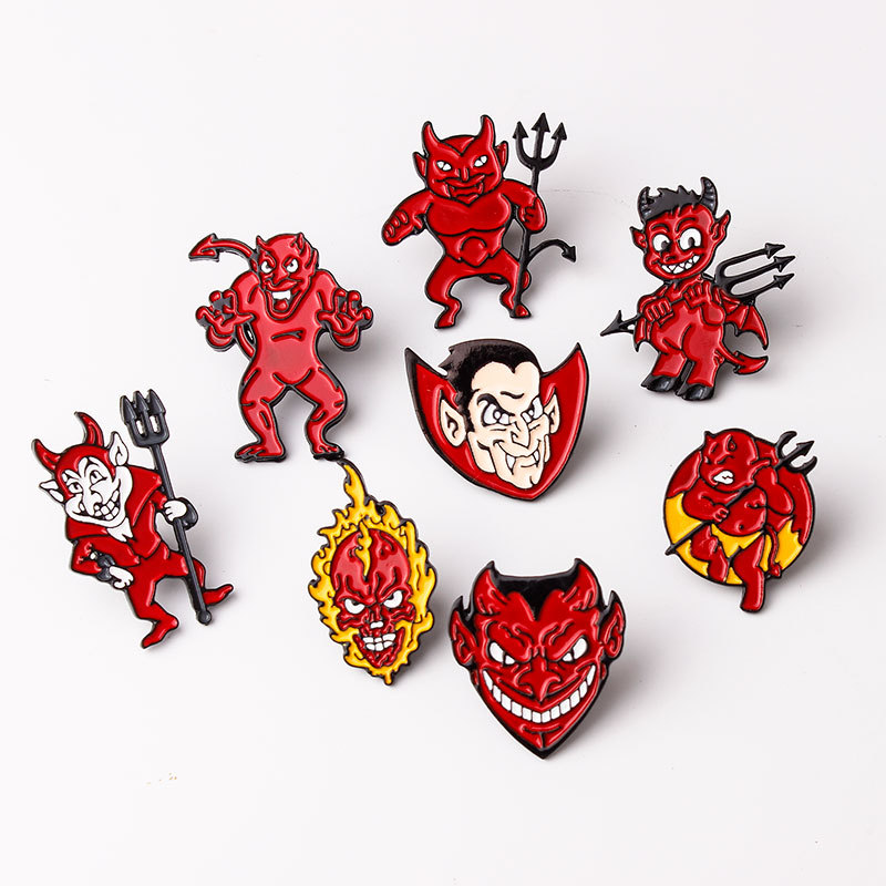 创意卡通恶魔人物合金滴油胸针创意个性服装配饰徽章厂家