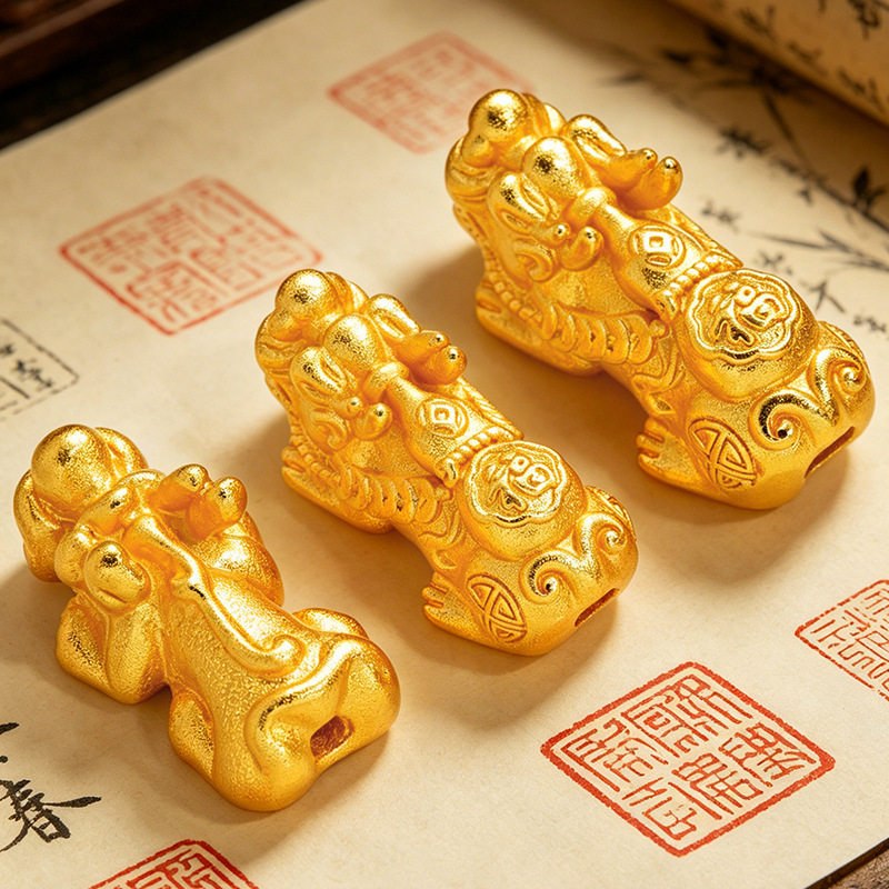 越南沙金经典福字铜钱貔貅配件古法仿金DIY手工配饰不易掉色饰品