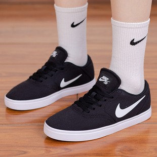 Nike耐克大童滑板童鞋官方正品帆布鞋2025冬季款黑色运动鞋905373