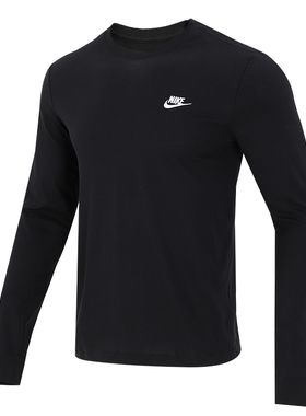 NIKE耐克长袖T恤男装女装2春季新款情侣运动卫衣黑色套头衫AR5194