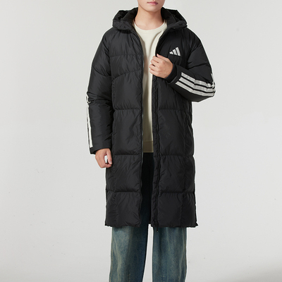 阿迪达斯连帽羽绒服女冬季新款长款运动服保暖休闲外套JG3840