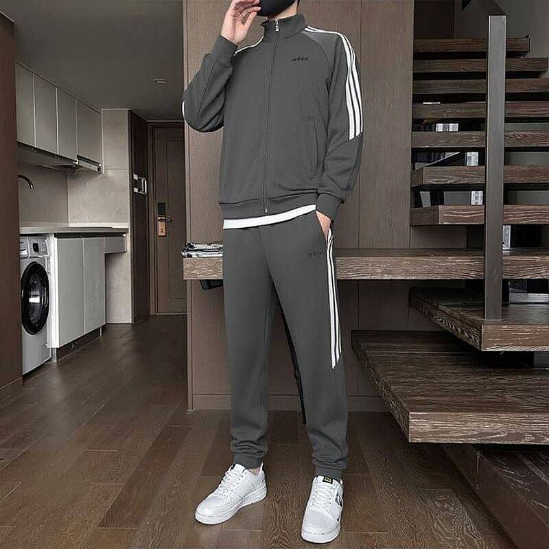 阿迪达三条纹运动套装男2026春季新款跑步长袖夹克外套长裤两件套