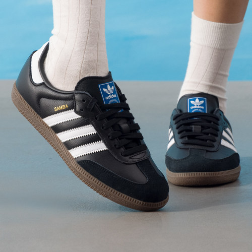 adidas阿迪达斯休闲鞋男女款秋季复古透气黑色三叶草samba德训鞋