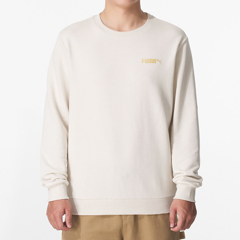 PUMA彪马卫衣男装秋季新款休闲运动服上衣圆领毛圈针织套头衫