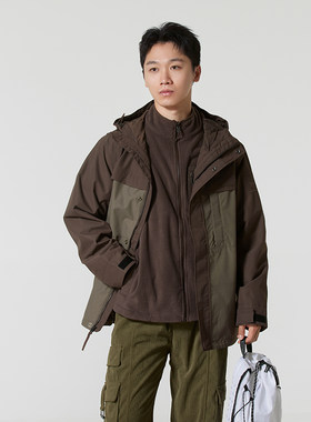 添柏岚男装秋冬新款户外徒步登山服保暖三合一夹克外套