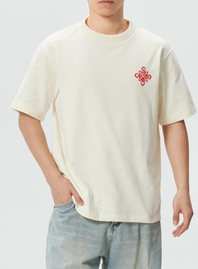 阿迪达斯男女同款短袖2026新年款情侣纯棉宽松短袖圆领T恤KT0713